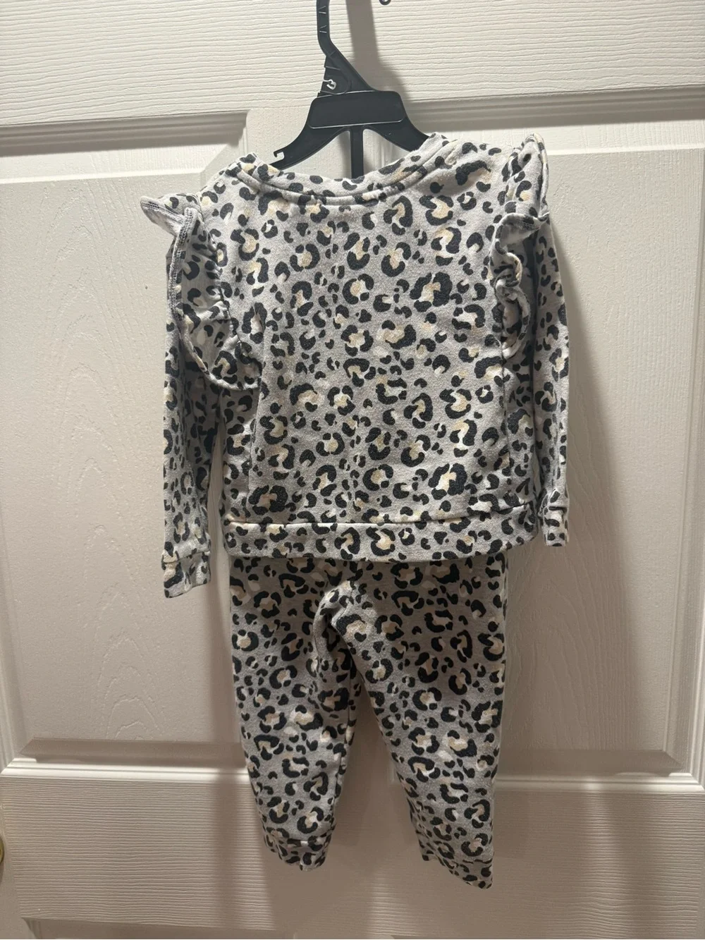 The Children's Place Ivory, Black and Tan Leopard Ruffle Shoulder outfit - Picture 3 of 3